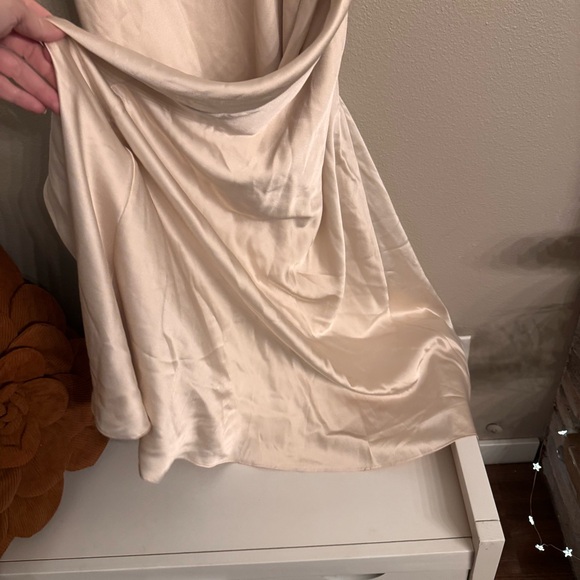 FAME‎ AND PARTNERS Rosabel Light Nude Cowl Neck Silky Maxi Dress - Picture 3 of 7